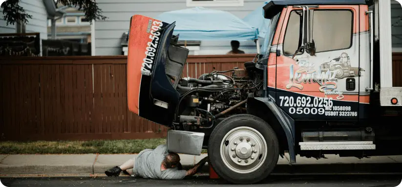 Fixing truck on side of the road